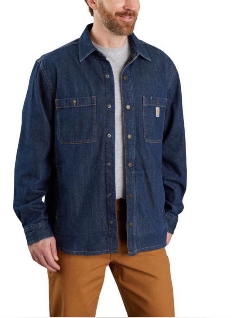 Carhartt Men's Large Relaxed Fit Denim Lined Snap Shirt Jacket - NWT